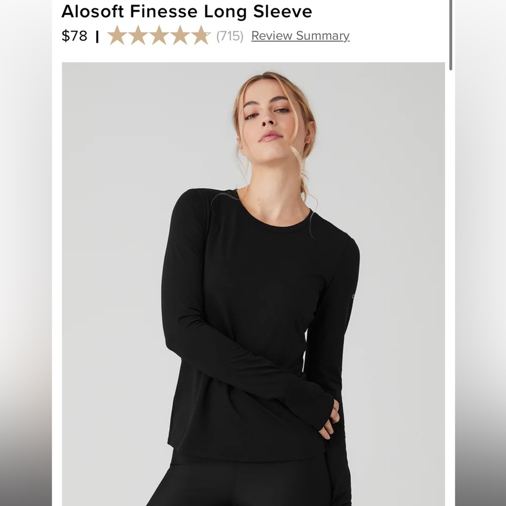 ALOSOFT FINESSE LONGSLEEVE TEE. Black, size large